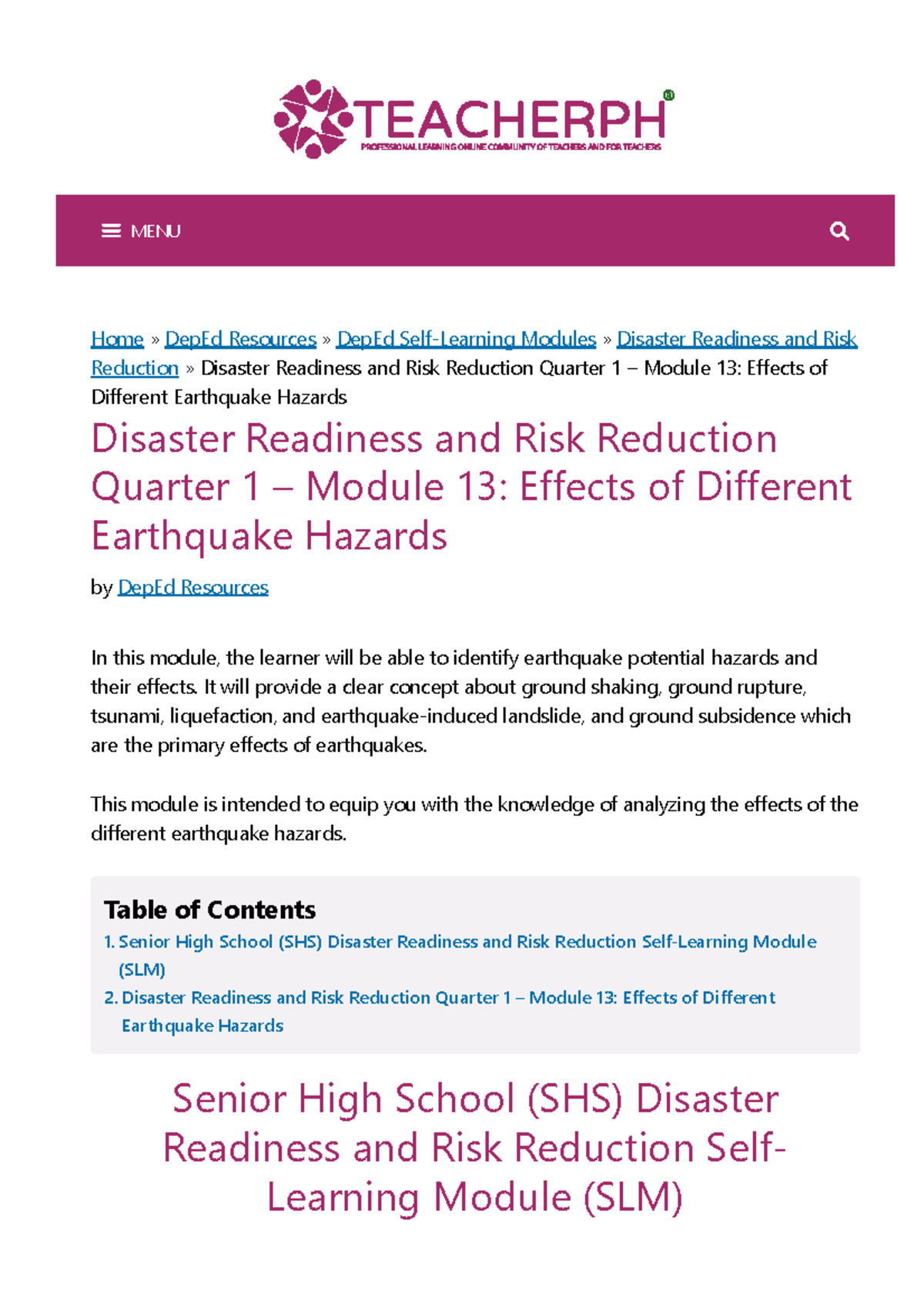 Www - lecture notes - Home » DepEd Resources » DepEd Self‐Learning ...