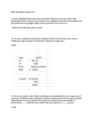 Exam 1 Pracrtice Questions - FNAN 300 BUSINESS FINANCE SPRING 2021 ...