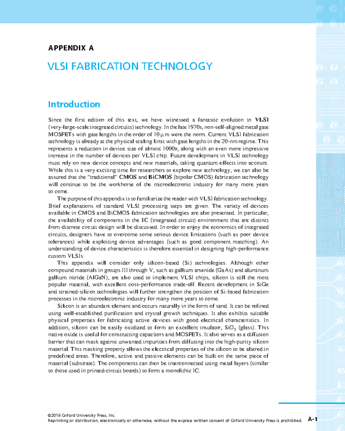 App A - APPENDIX A VLSI FABRICATION TECHNOLOGY Introduction Since the ...