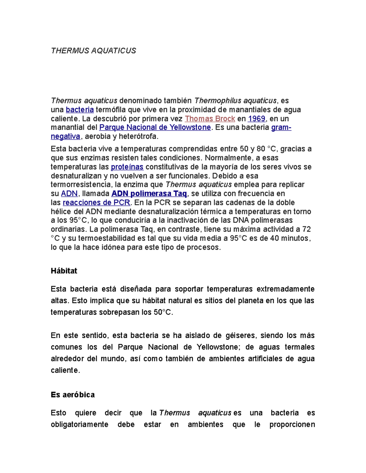 Thermus Aquaticus THERMUS AQUATICUS Thermus aquaticus denominado