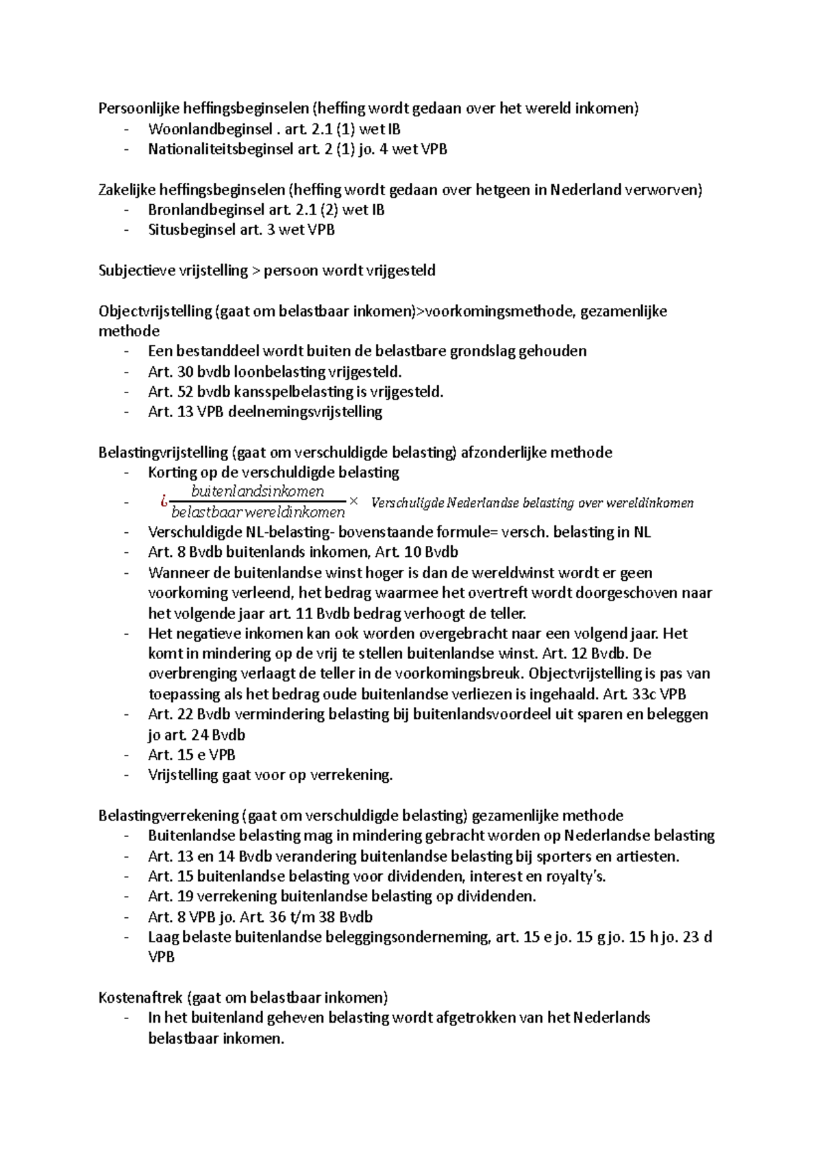 Samenvatting Internationaal Belasting Recht Studeersnel
