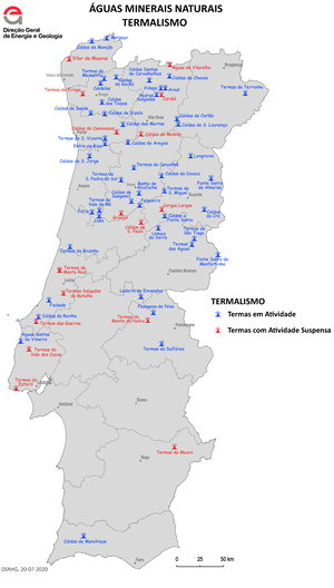 Localização das águas minerais naturais em Portugal Continental
