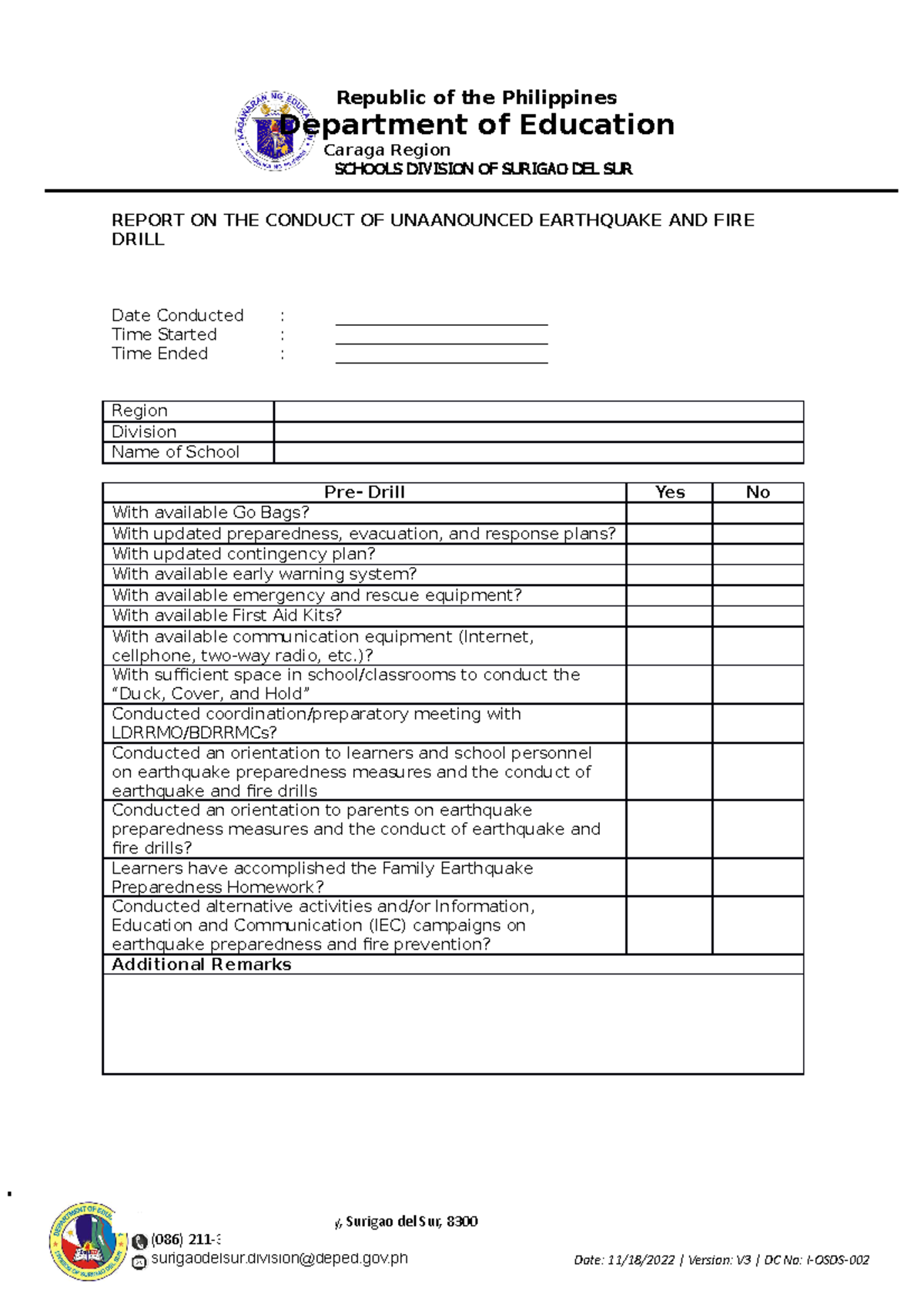 Drill- Template - Balilahan, Mabua, Tandag City, Surigao del Sur, 8300 ...