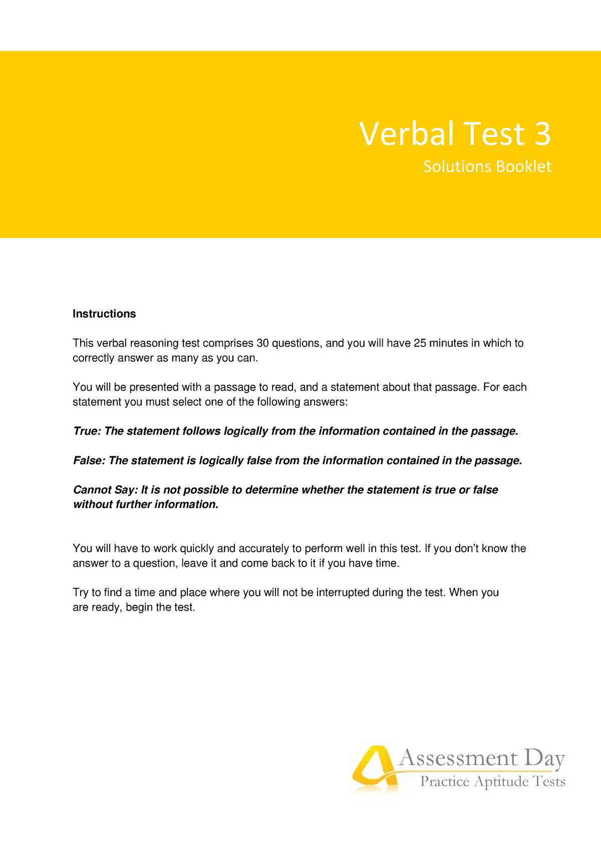 Verbal Reasoning Test 3 Solutions Instructions This Verbal Reasoning   Thumb 1200 1697 