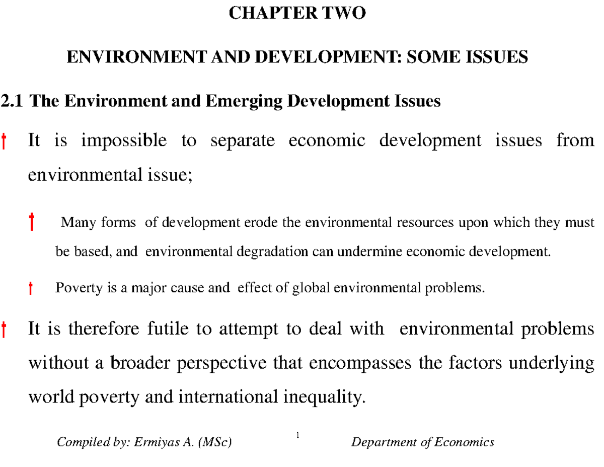 Chapter 2 NREE - environment - CHAPTER TWO ENVIRONMENT AND DEVELOPMENT ...