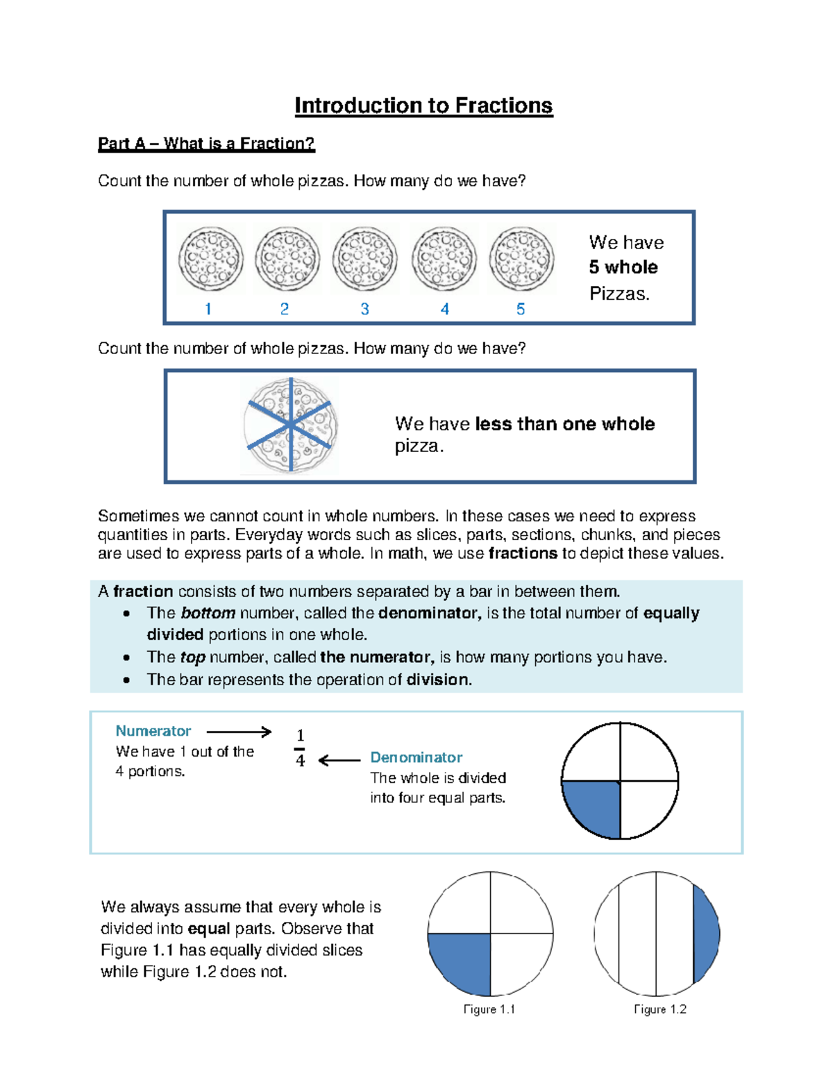 Introduction to Fractions - How many do we have? Count the number of ...
