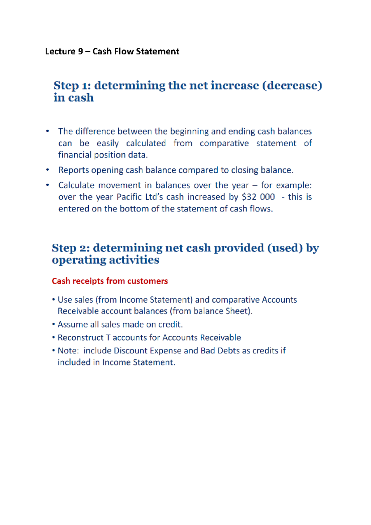 Introductory Financial Accounting Notes - ACCT10002 - Lecture 9 – Cash ...