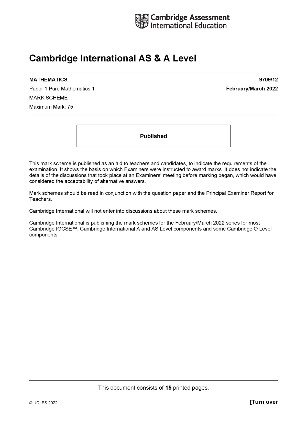 9709 M22 Ms 12 - Cambridge International AS And A Level Mathematics ...