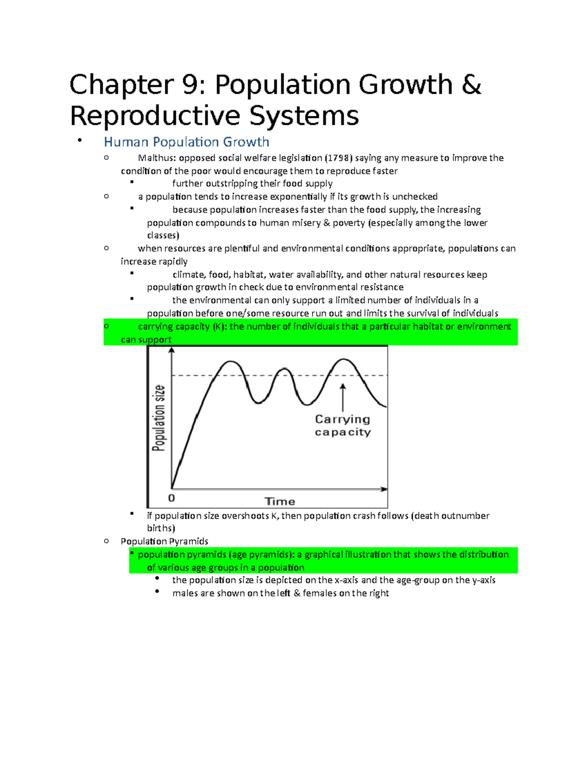 Chapter 9 Population Growth&Reproductive System - Chapter 9: Population ...