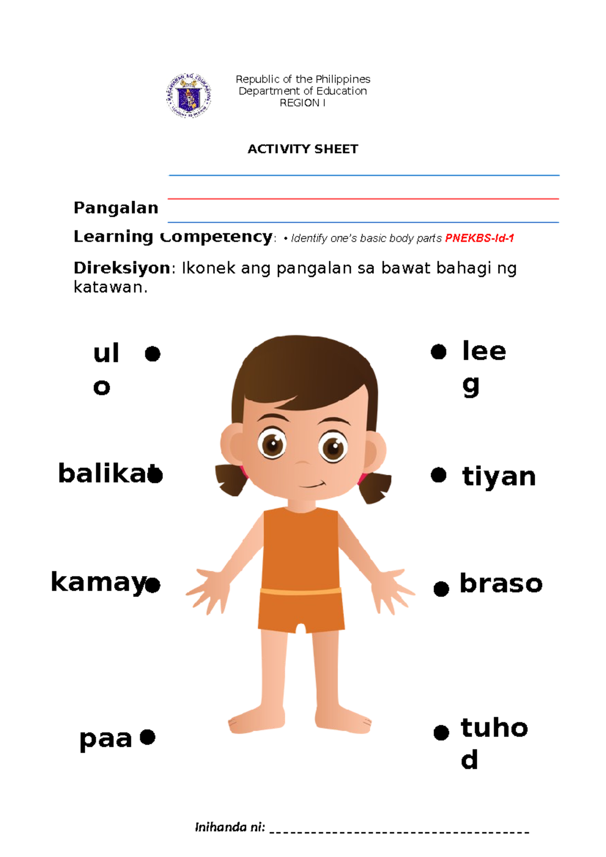 Worksheet 3 - Pagsusulit - FIL 75 wika at kultura - Republic of the ...