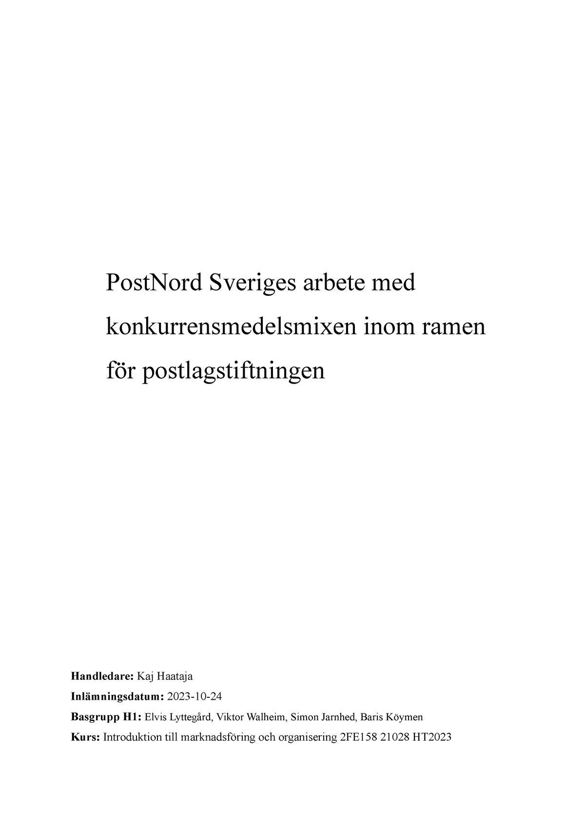 Kursuppsats - Introduktion Till Marknadsföring Och Organisering ...