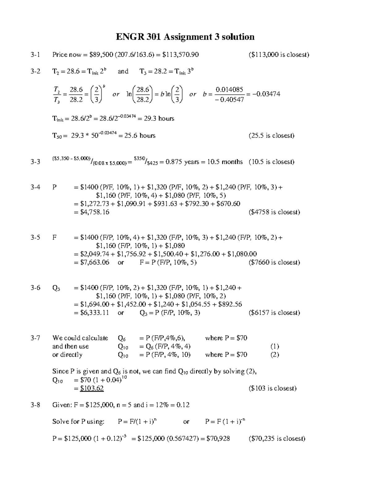 Assignment 3.1 Solution - ENGR 301 Assignment 3 solution 3-1 Price now ...