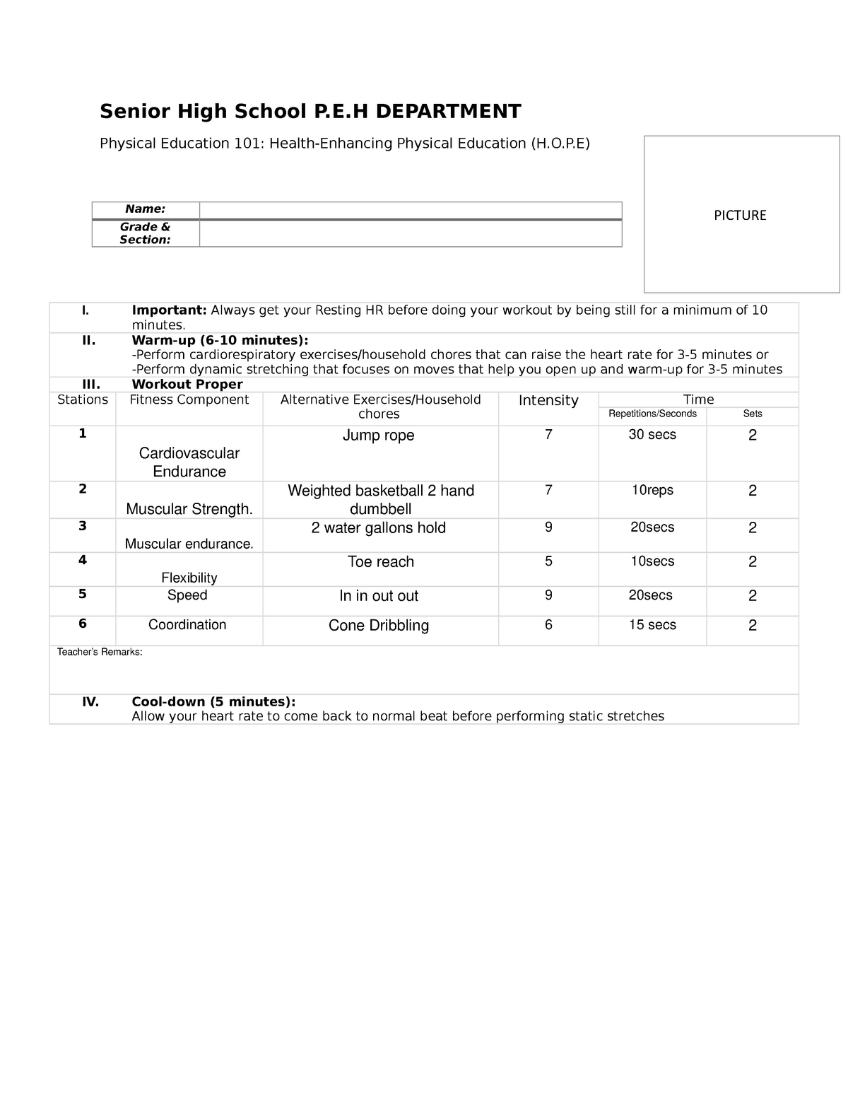 FITT(frequency, Intensity, Time, And Type) Sample Format - Senior High ...