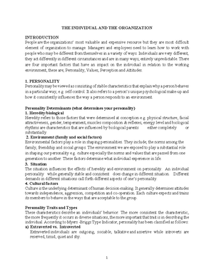 OTD 3 - Organization theory and development notes - ORGANIZATION AND ...