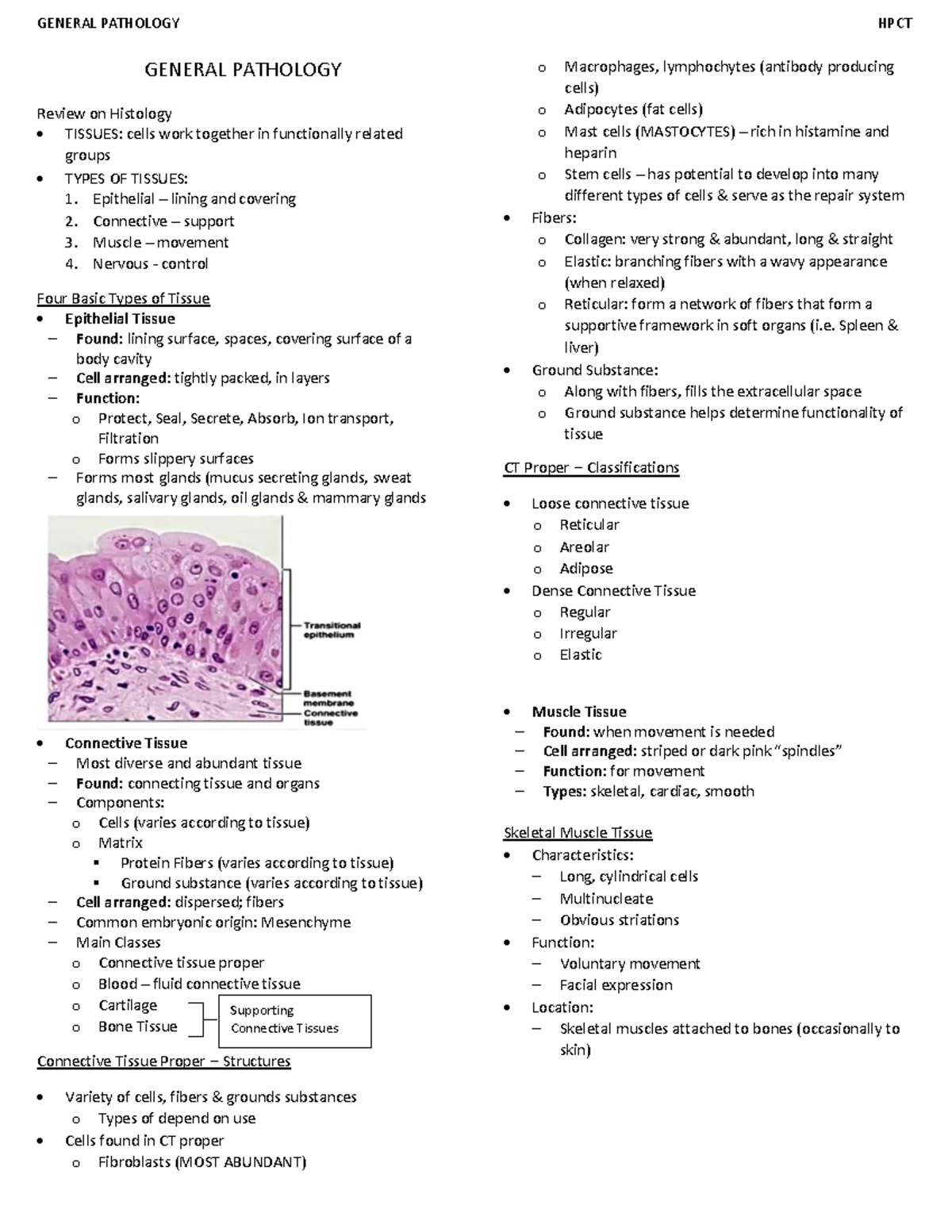 Wk 1 intro to gen path - Histopath - GENERAL PATHOLOGY Review on ...