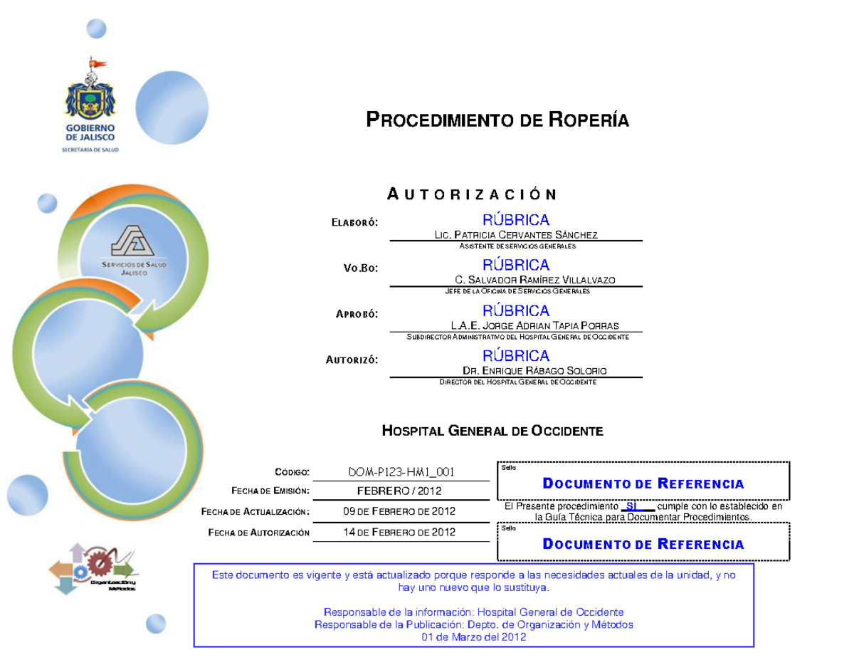 Dom-p123-hm1 001 manual de procedimientos de roperia - HOSPITAL GENERAL ...