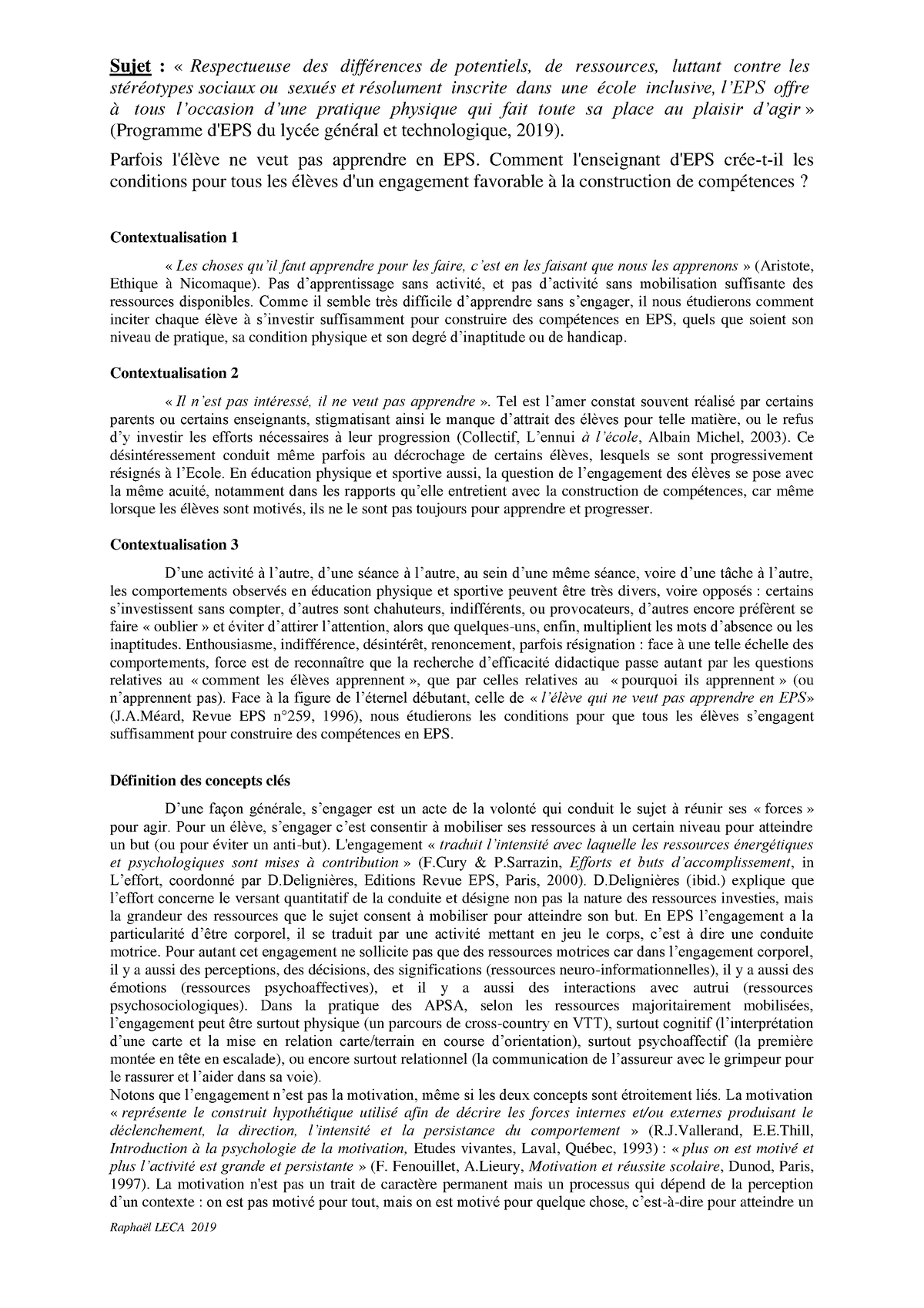 Corrig Ã© Engagement N Ã©cessaire Ã La Construction De Comp Ã©tences ...