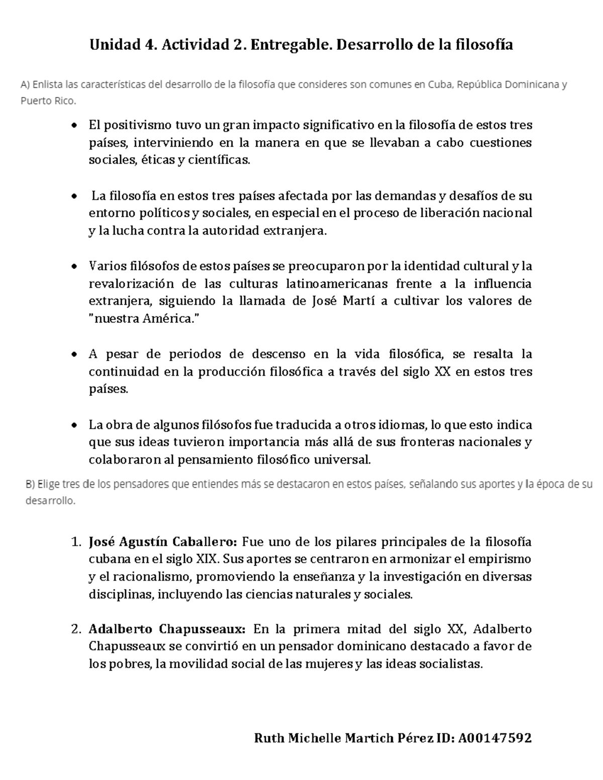 Unidad 4. Actividad 2. Entregable. Desarrollo De La Filosofía - Unidad ...