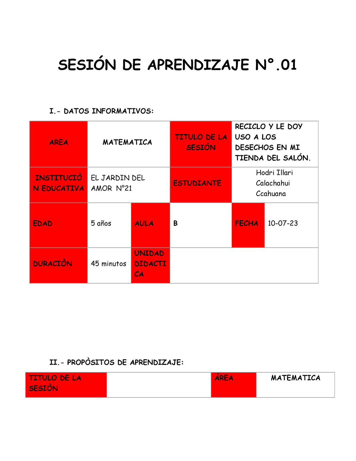 Sesion De Matematica - Guia De Sesión - SESIÓN DE APRENDIZAJE N°. I ...