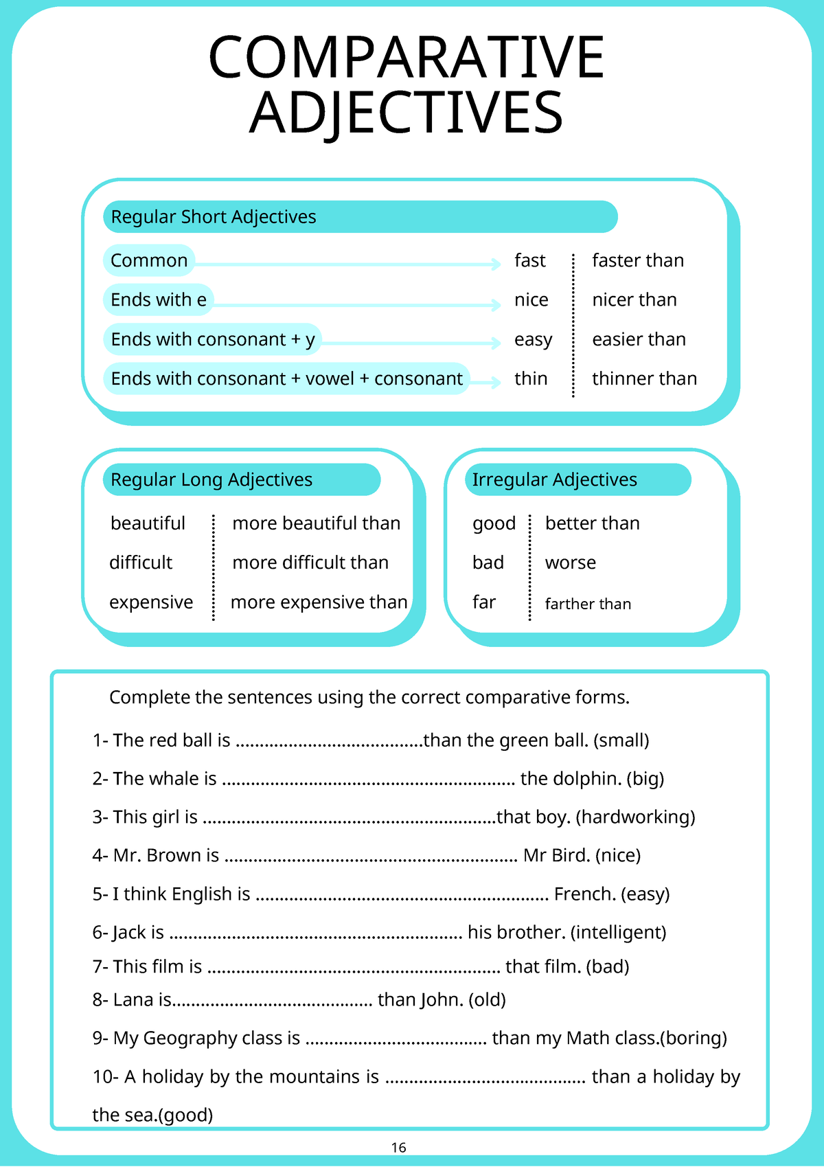 Grfm Comparatives And Superlatives - Ends With E Common Ends With 