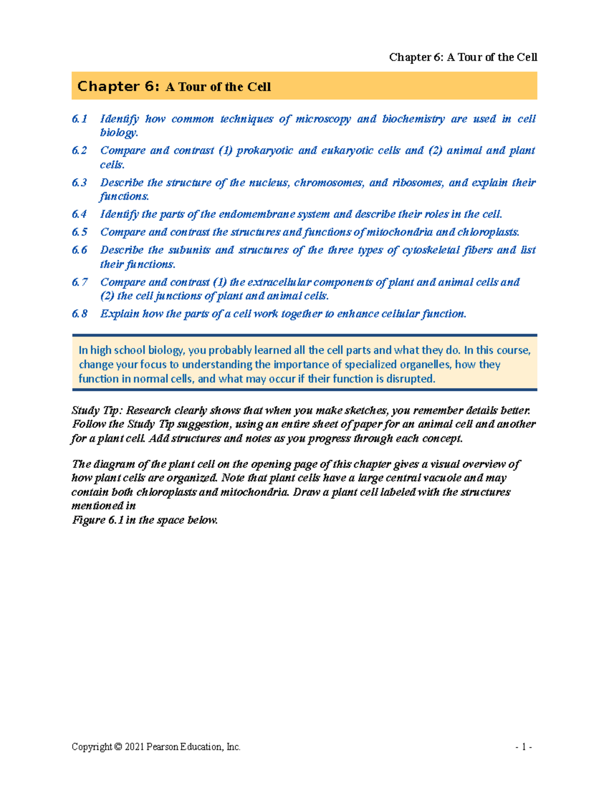 Bio12 ARG 06 - Reading Guide Chapter 6 - Chapter 6: A Tour Of The Cell ...