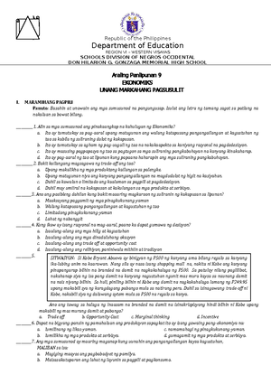 Ap9 Modules Aralin 1 Kahulugan Ng Ekonomiks 9 Araling Panlipunan