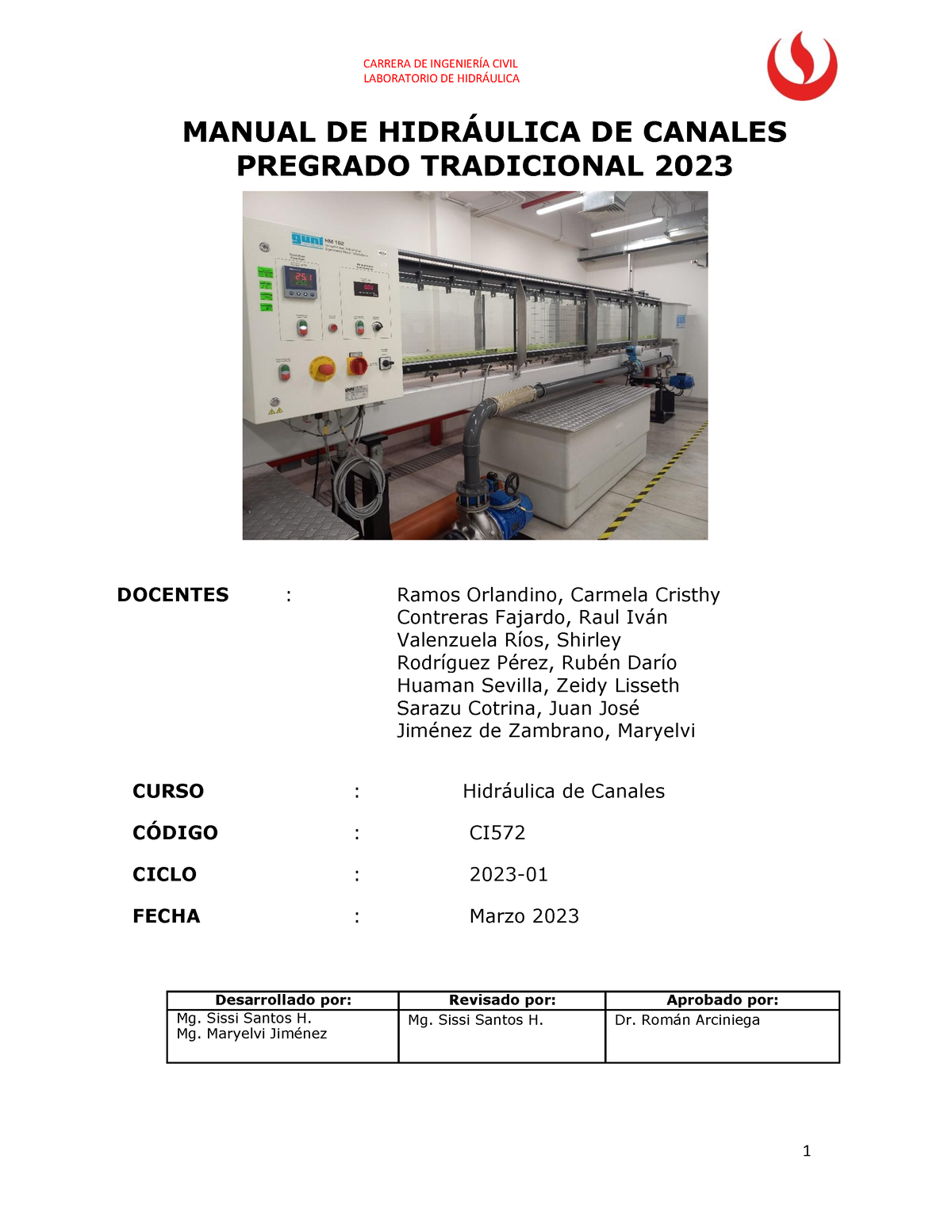 Manual De Laboratorio Hidraulica Canales 2023-01 - LABORATORIO DE HIDR ...