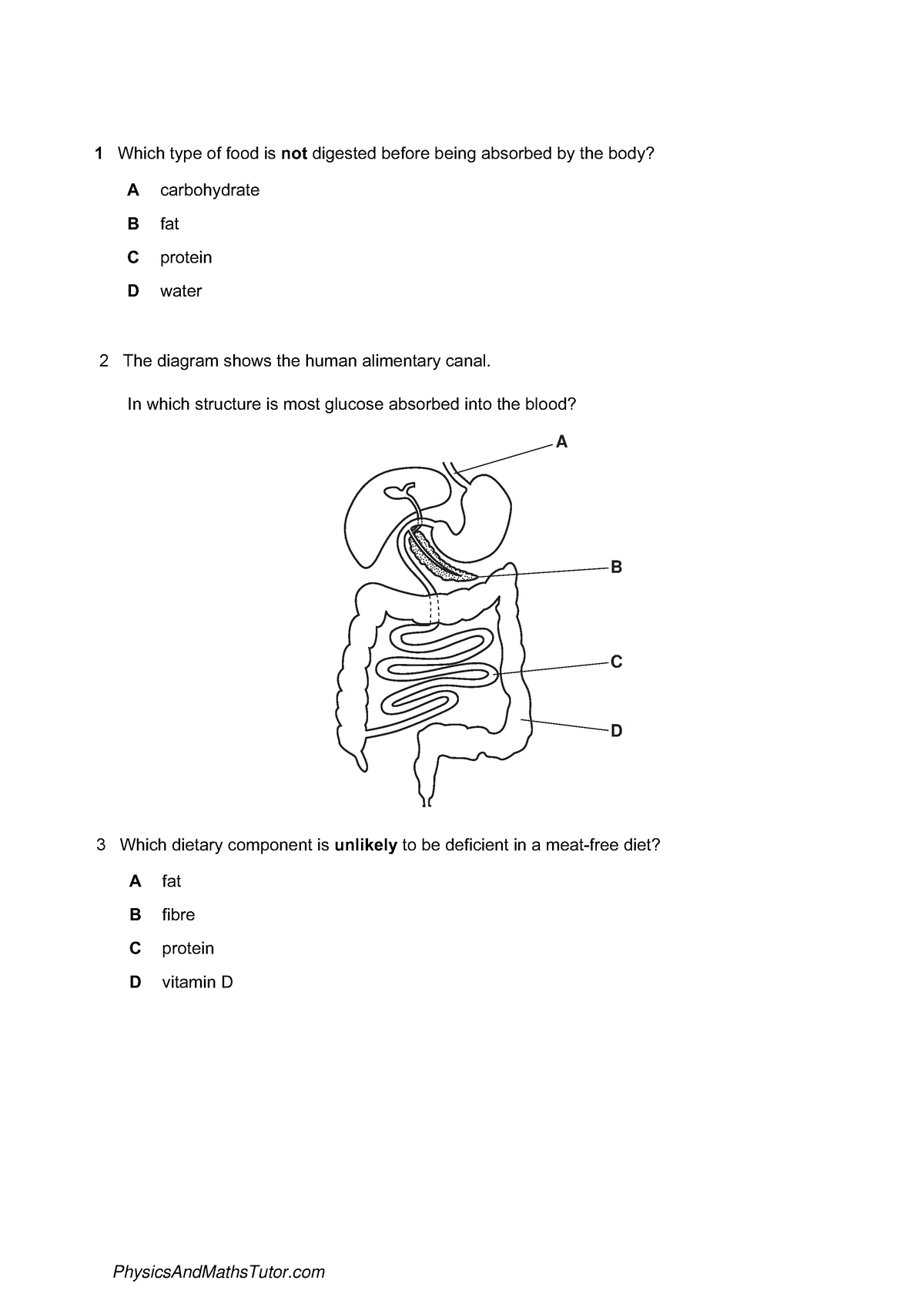 Human Nutrition (Multiple Choice) QP-1 - 1 Which type of food is not ...