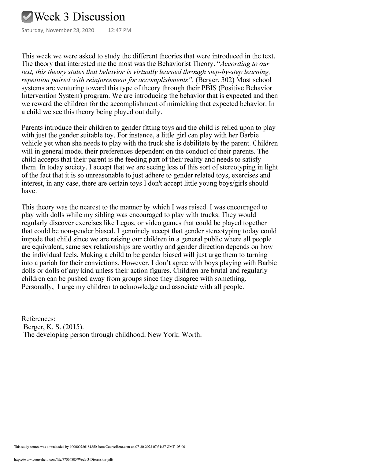Week 3 Discussion .pdf 2 - This week we were asked to study the ...