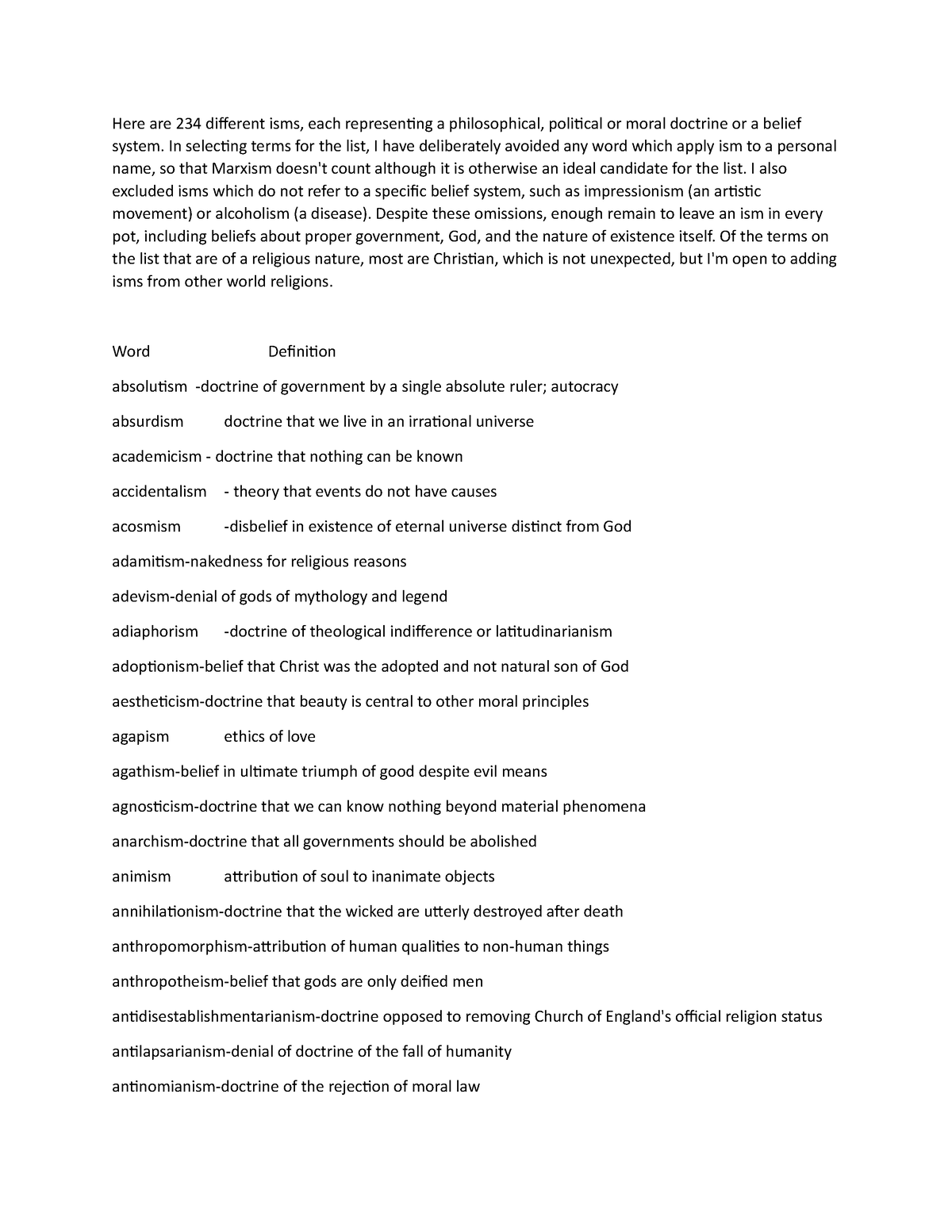 Philosophy of Education - Here are 234 different isms, each ...