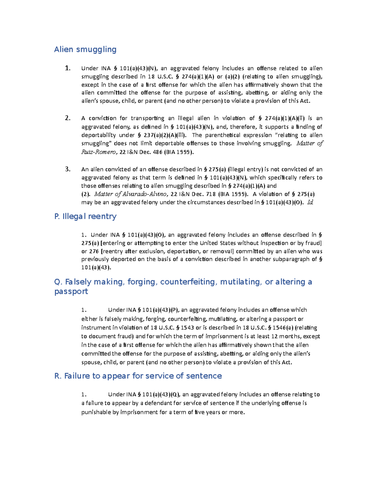 Immigration Law M25 - Alien Smuggling 1. Under INA § 101(a)(43)(N), An ...