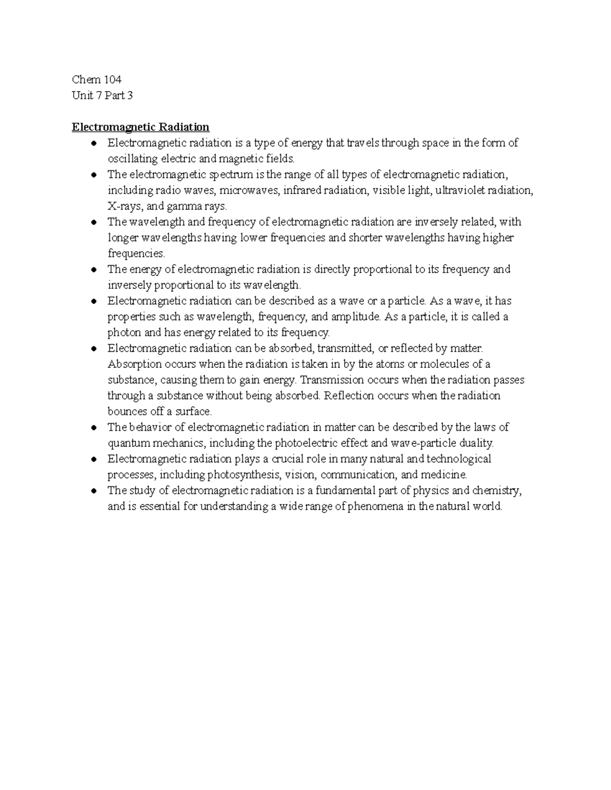 General Chemistry 104 Unit 7 Part 3 Notes - Chem 104 Unit 7 Part 3 ...