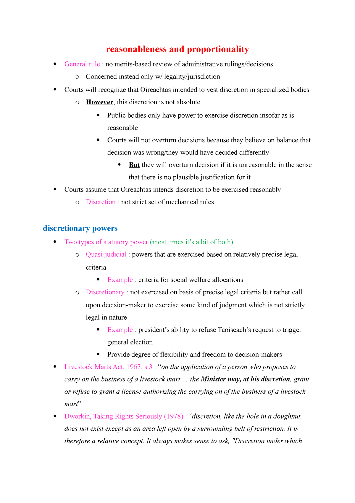 Reasonableness And Proportionality Notes - Reasonableness And ...