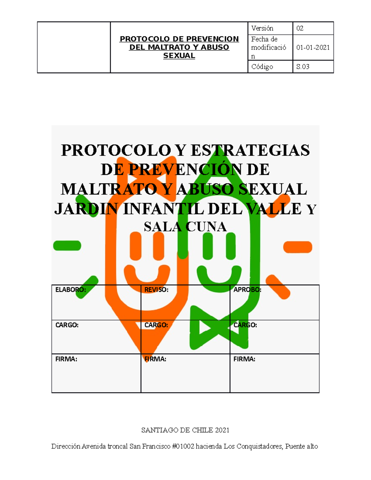 Protocolo Prevención DE Maltrato Y Abuso Sexual - PROTOCOLO DE ...