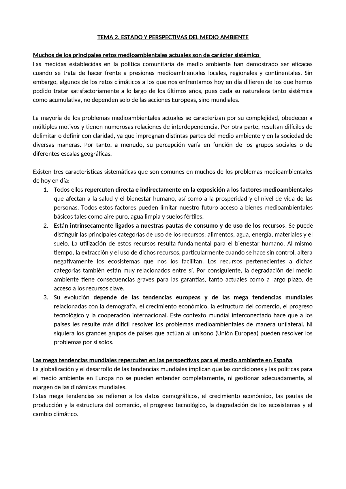 Tema 2. Estado Y Perspectivas Del Medio Ambiente - TEMA 2. ESTADO Y ...