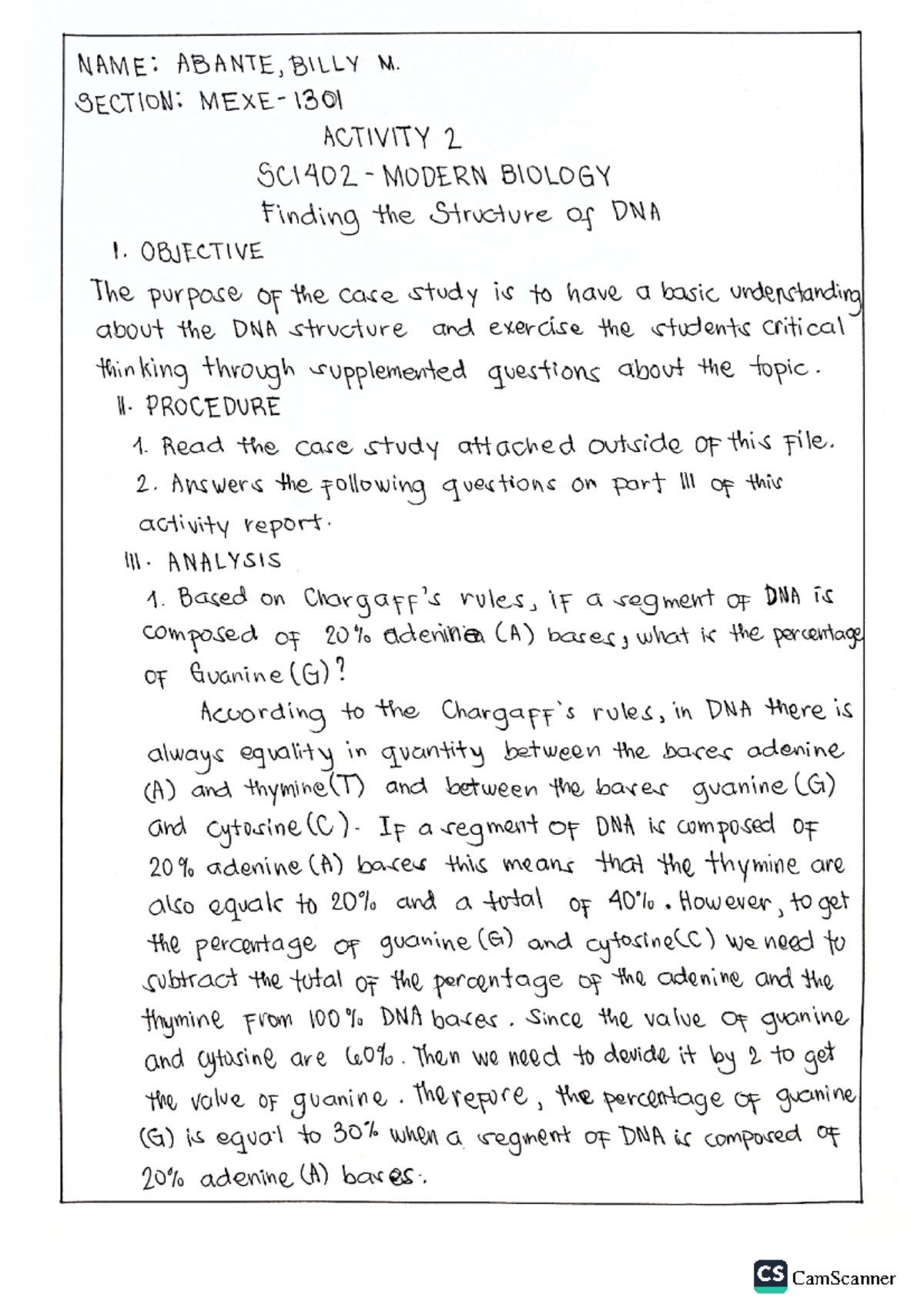 BMA Activity 2 - use as guide - Modern Biology - Studocu