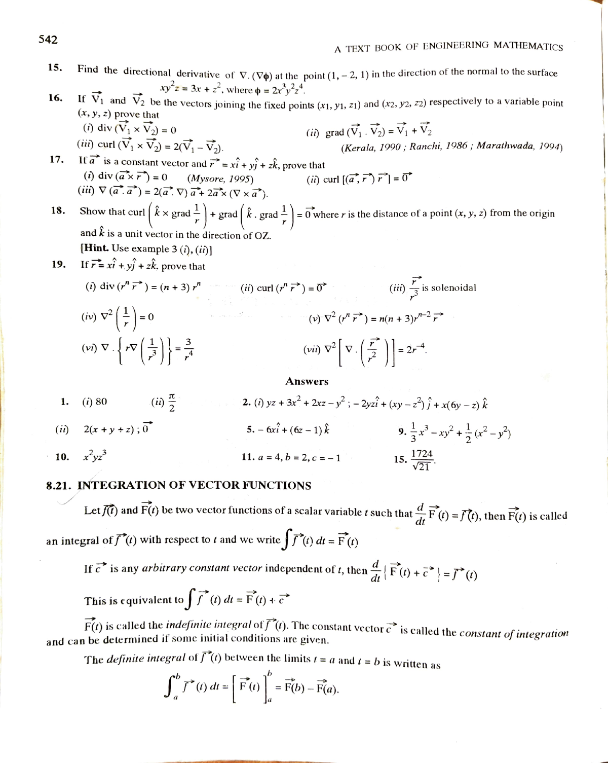 Vector integration , engineering mathematics bali - Bsc Physics - Studocu