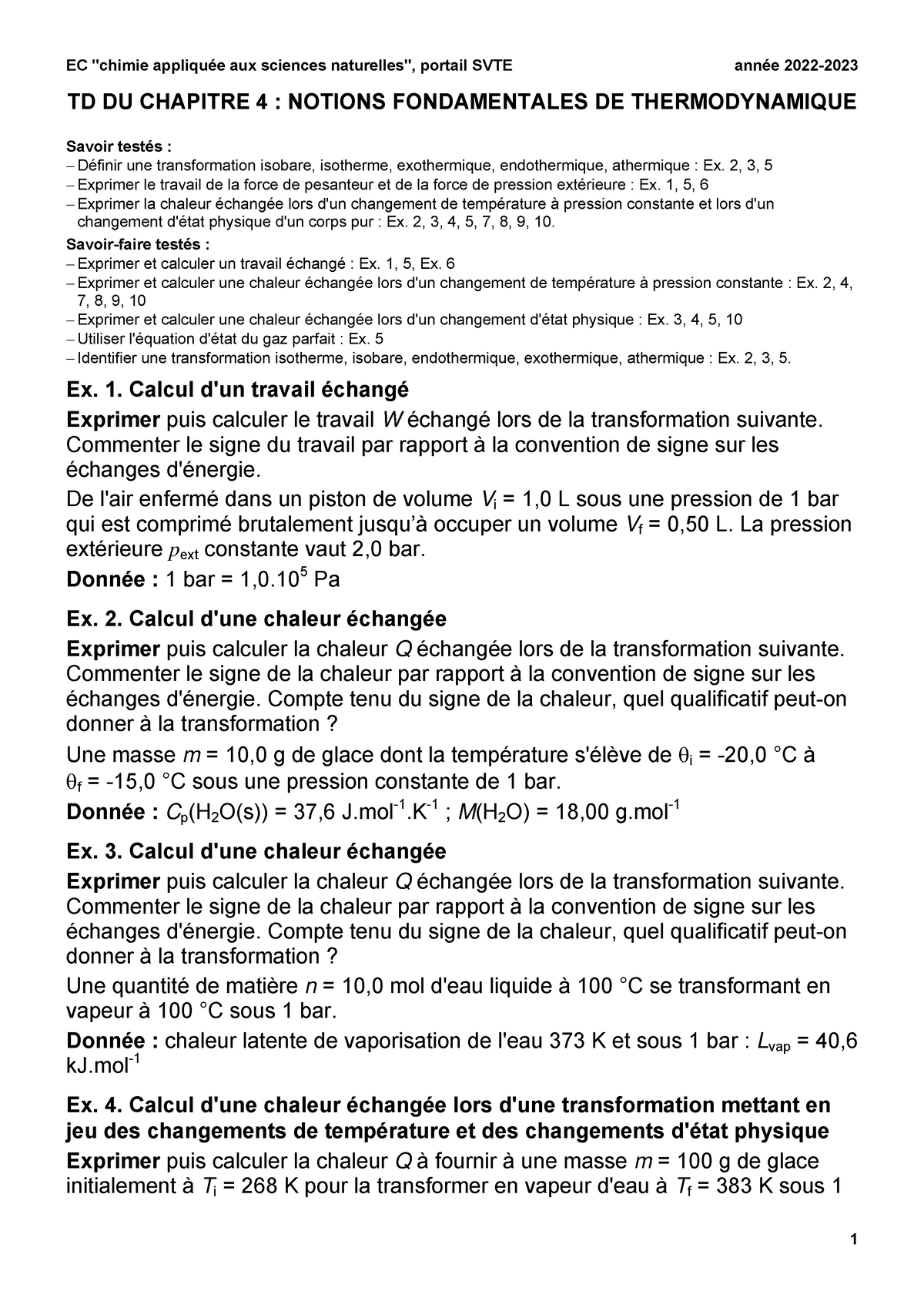 TD04 Chimasn 2223 V1 - TD N°4 - TD DU CHAPITRE 4 : NOTIONS ...