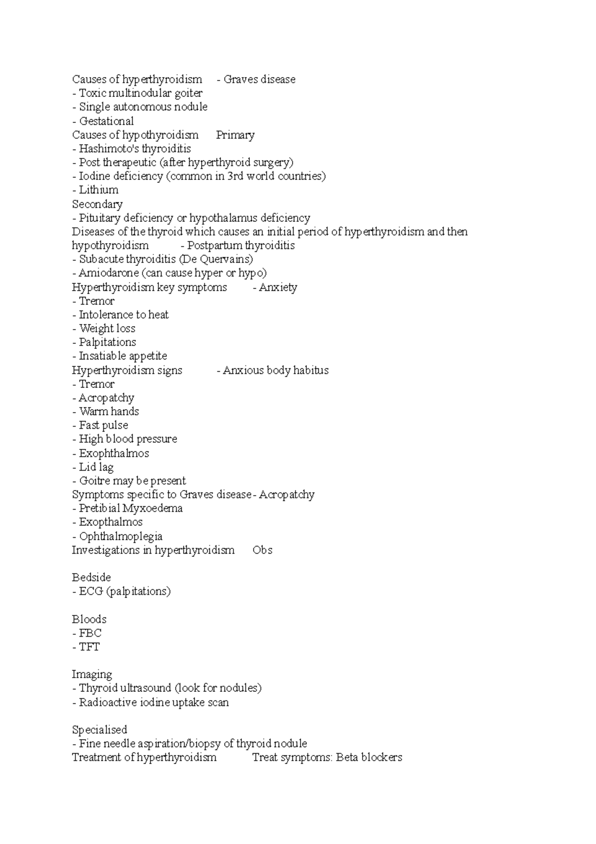 Thyorid and function - Summary of said topic - Causes of ...