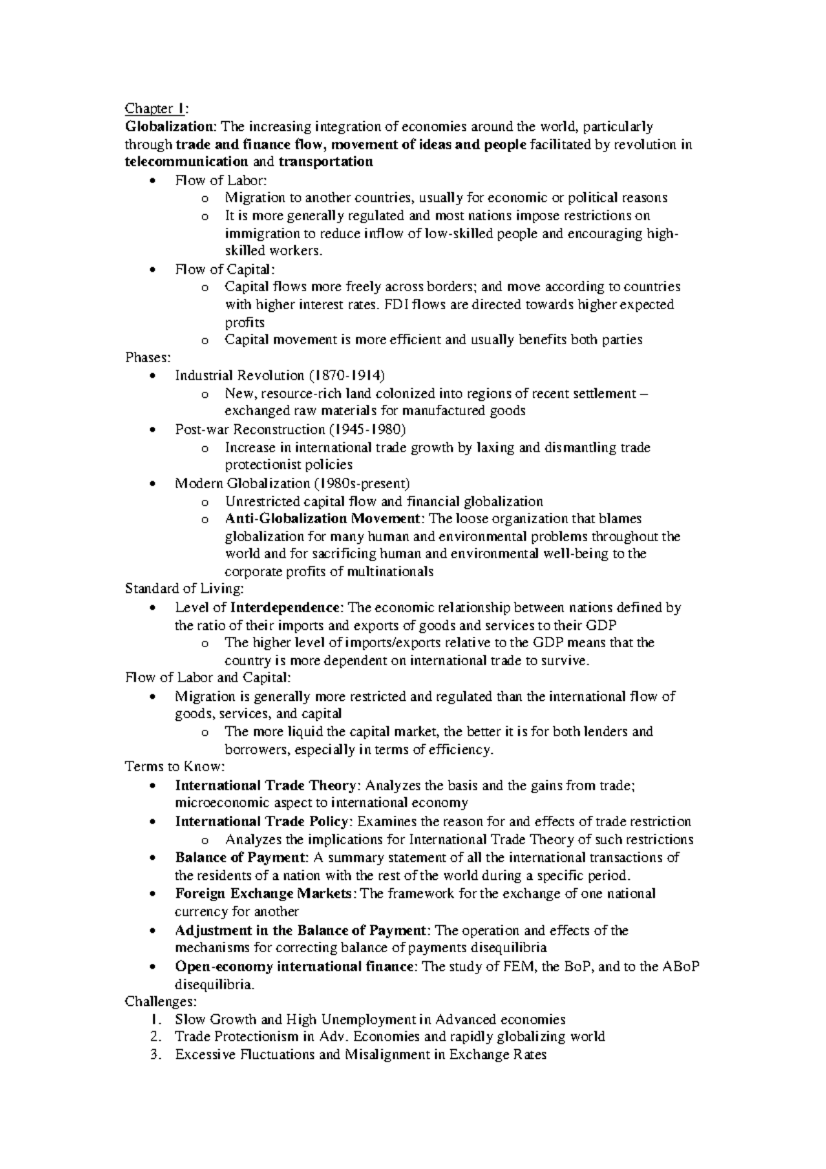 Summary Chapter 1 2 Introduction To International Economics Summary Chapter 1 2 Introduction To International Economics