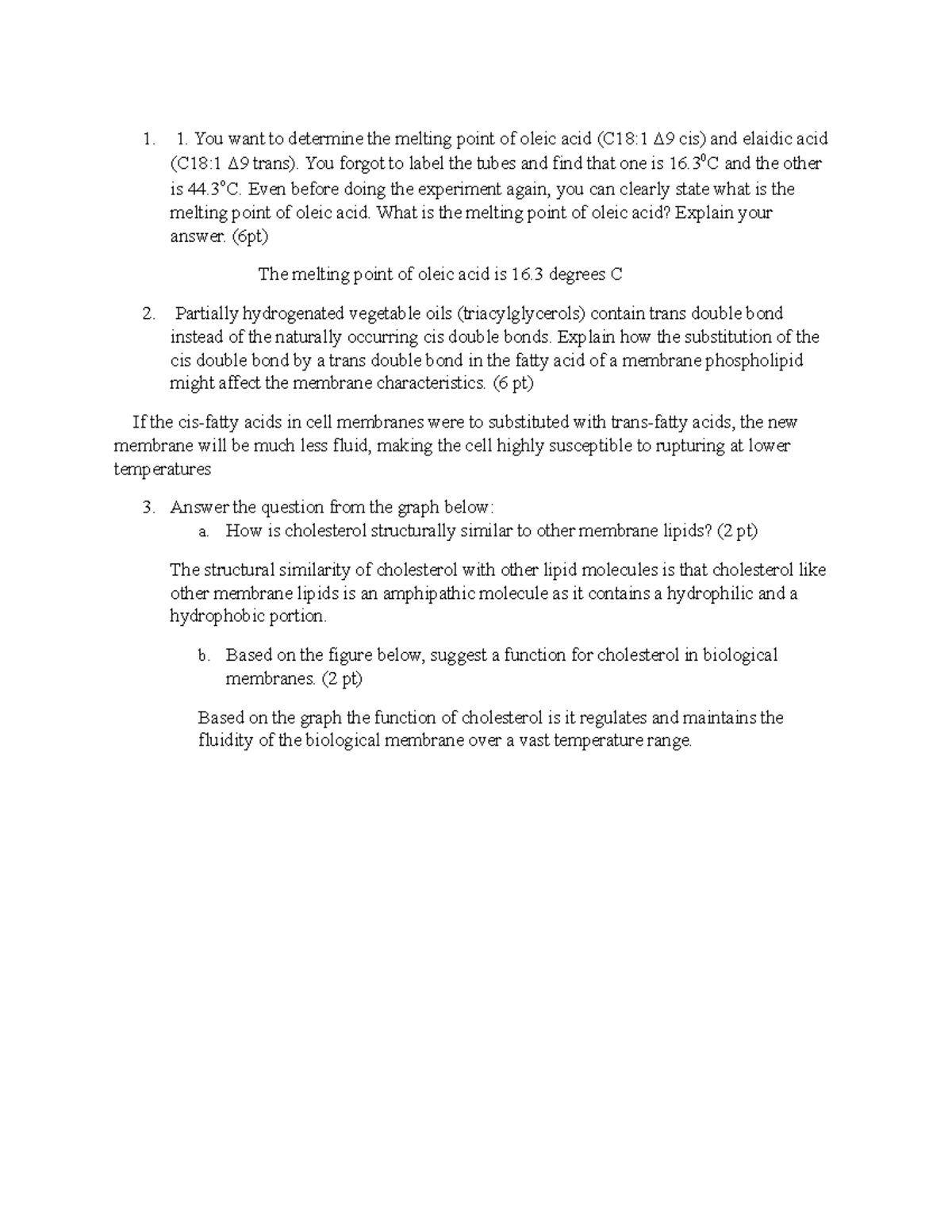 Lipids Worksheet-3 - Biochemistry lab - You want to determine the ...