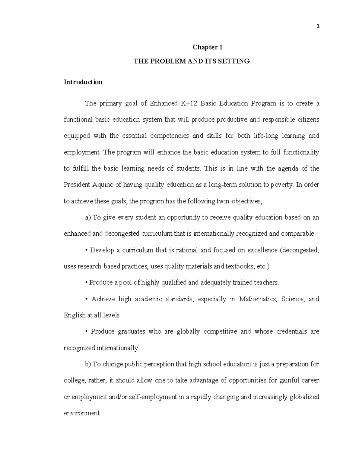 Research Chapter 1 3 - Chapter 1 THE PROBLEM AND ITS SETTING ...
