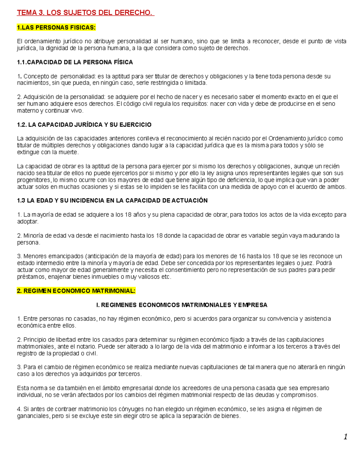 Tema 3 - Los sujetos del derecho - TEMA 3. LOS SUJETOS DEL DERECHO. 1 ...