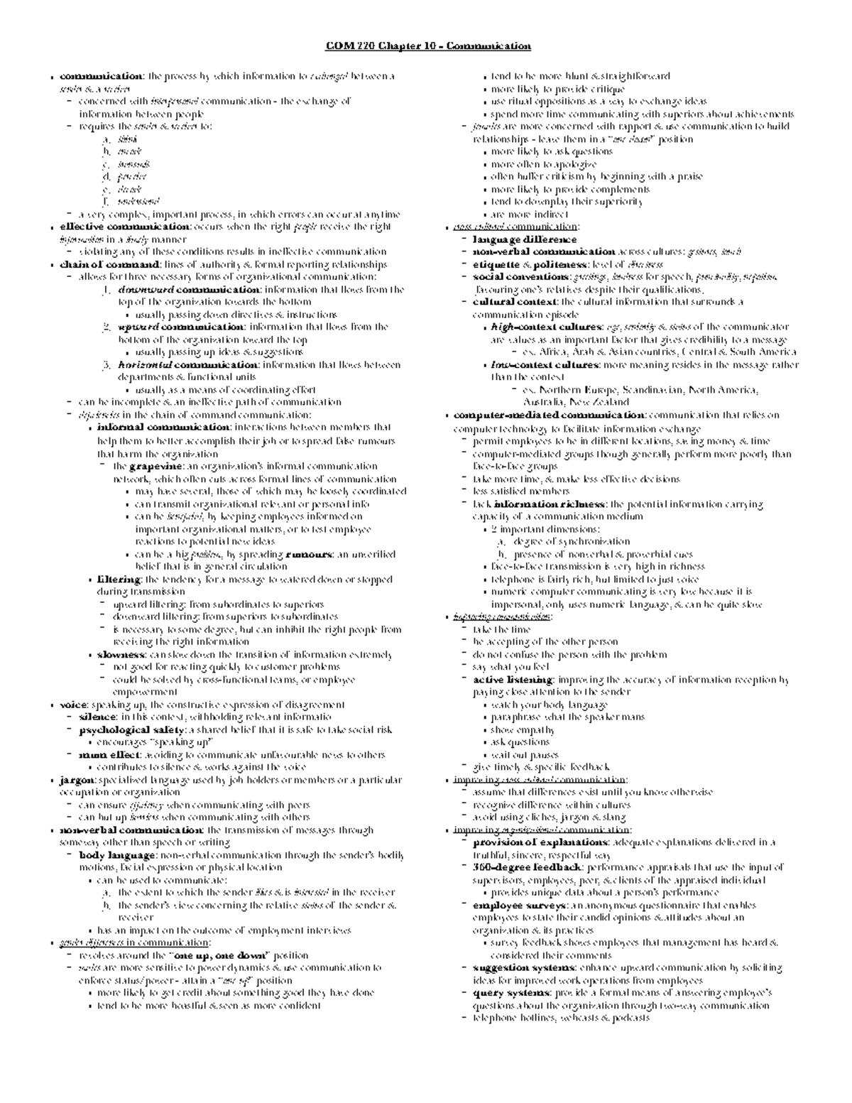 COM 220 Notes - Ch. 10 - Dr. Lawrence Saunders - COM 220 Chapter 10 ...