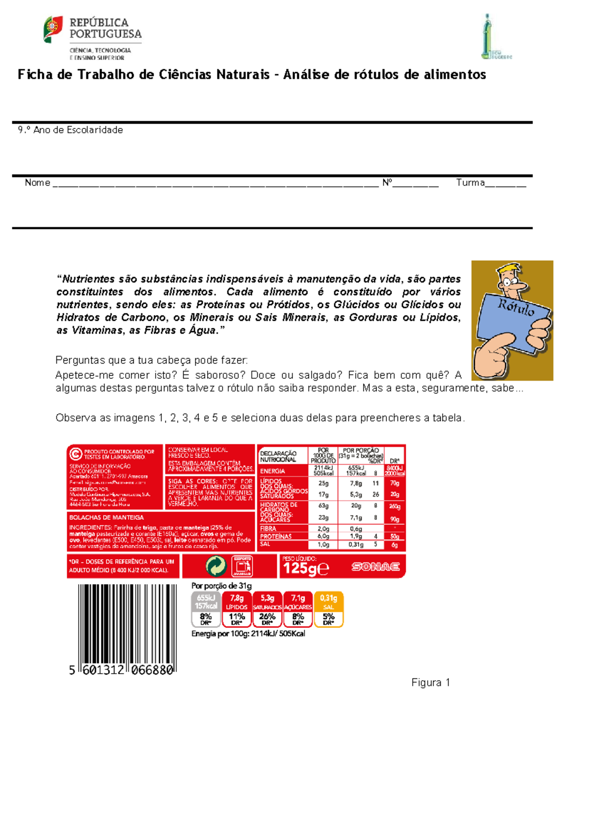 Analise-de-rotulos - análise de rotulos - Ficha de Trabalho de Ciências ...