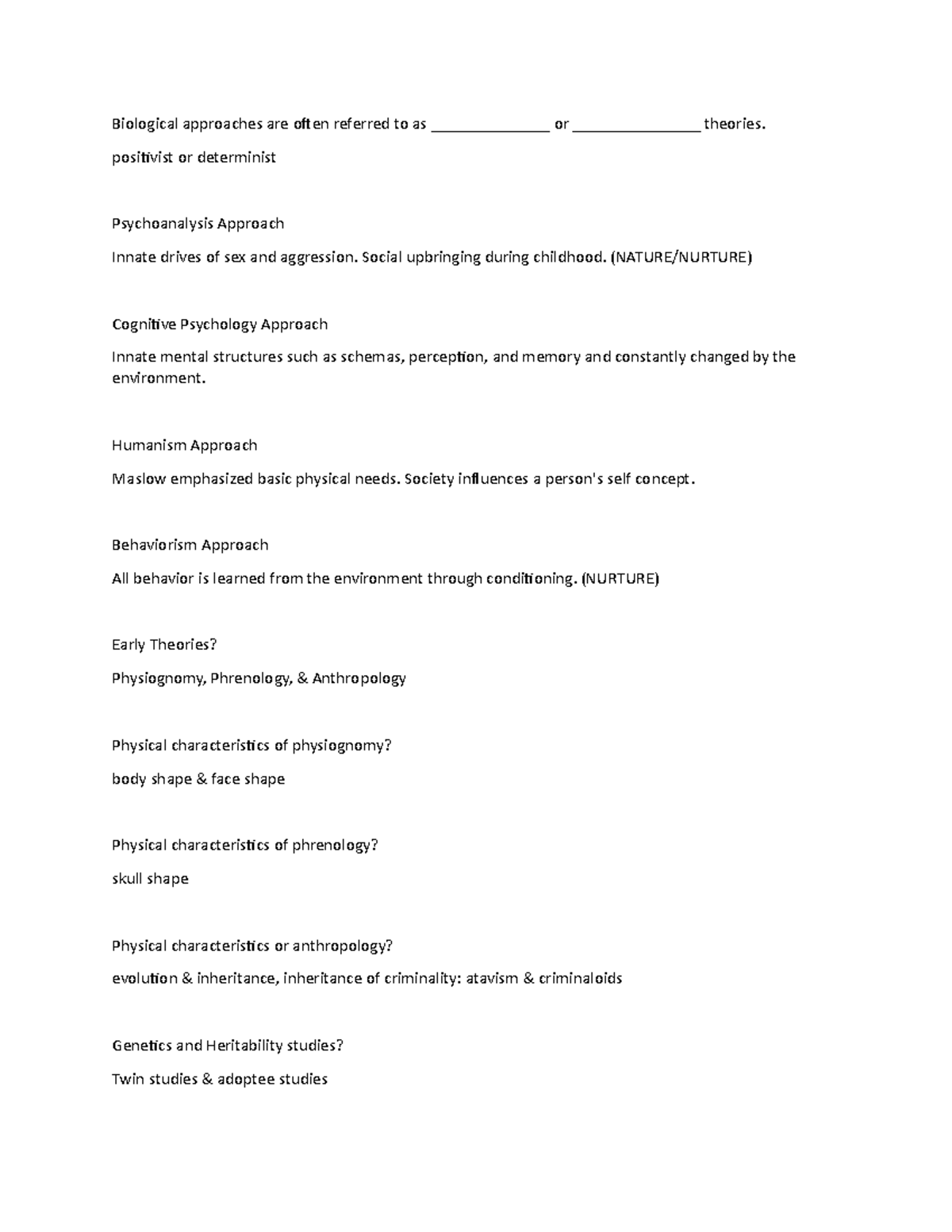 CCJ 3117 Theories Of Criminal Behavior Lecture Notes 2 Biological