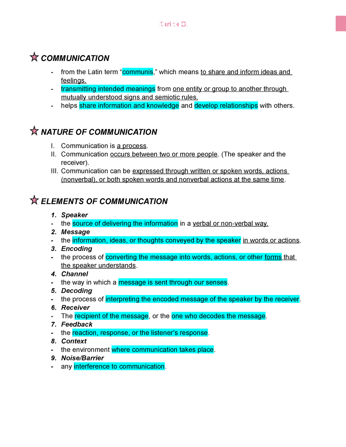 Reviewer FOR ORAL COMM - sda - COMMUNICATION from the Latin term ...