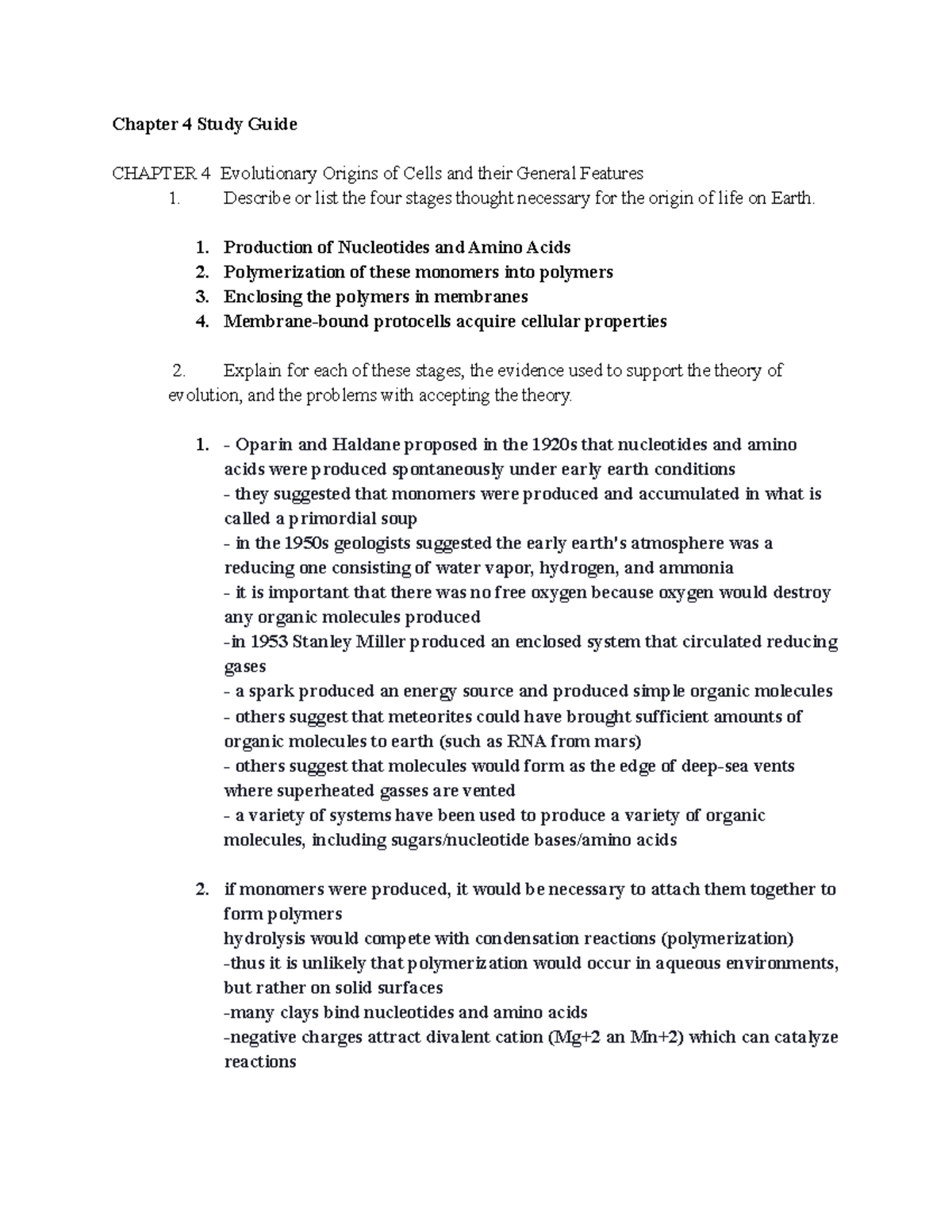 BIOL 224 Exam 2 Study Guides - Chapter 4 Study Guide CHAPTER 4 ...