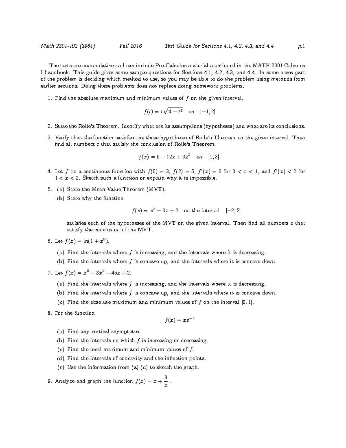 Guide 4 4 fall 2016 - Guide 4_4 - Math 2301-102 (3961) Fall 2016 Test ...
