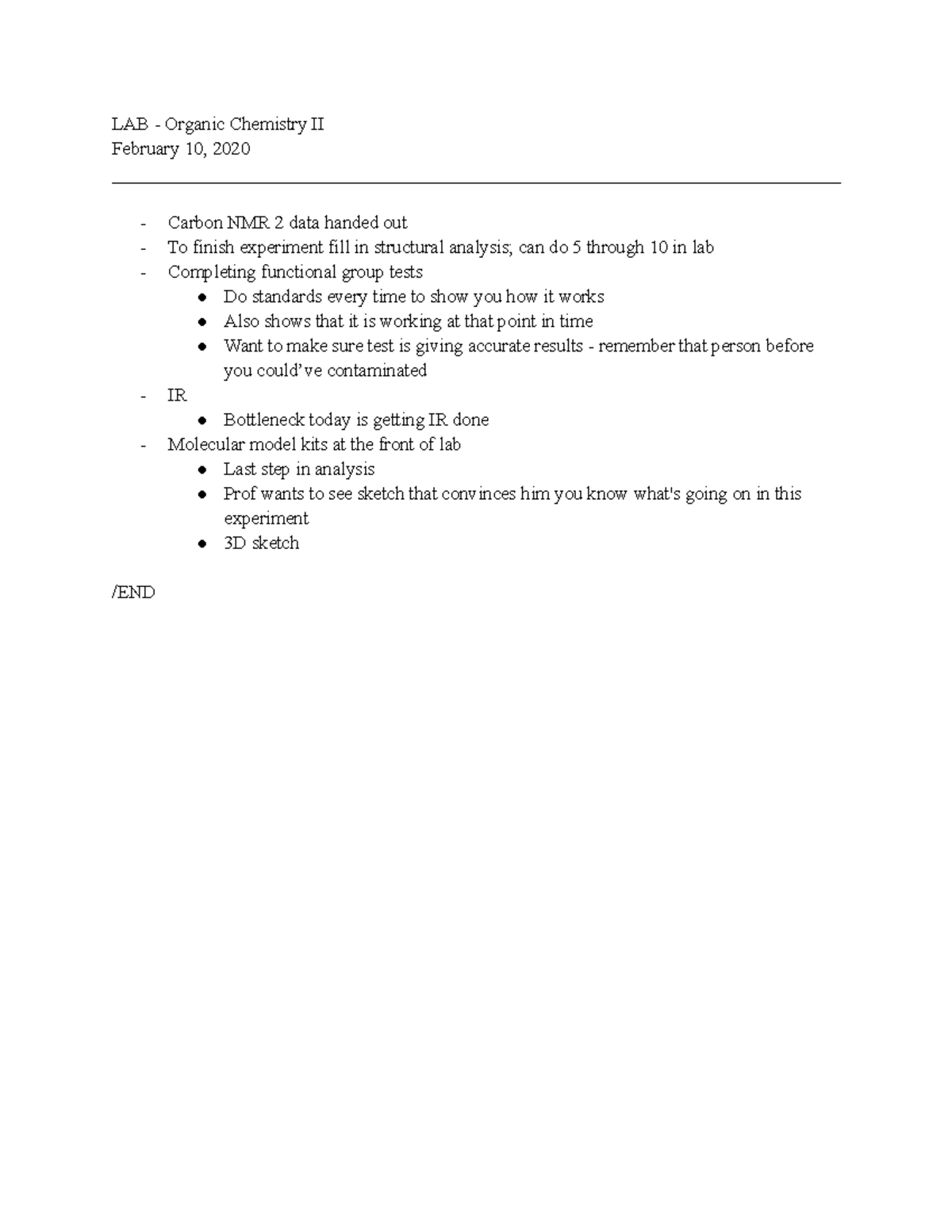 Organic Chemistry II Lab (Feb 10, 2020) - LAB - Organic Chemistry II ...